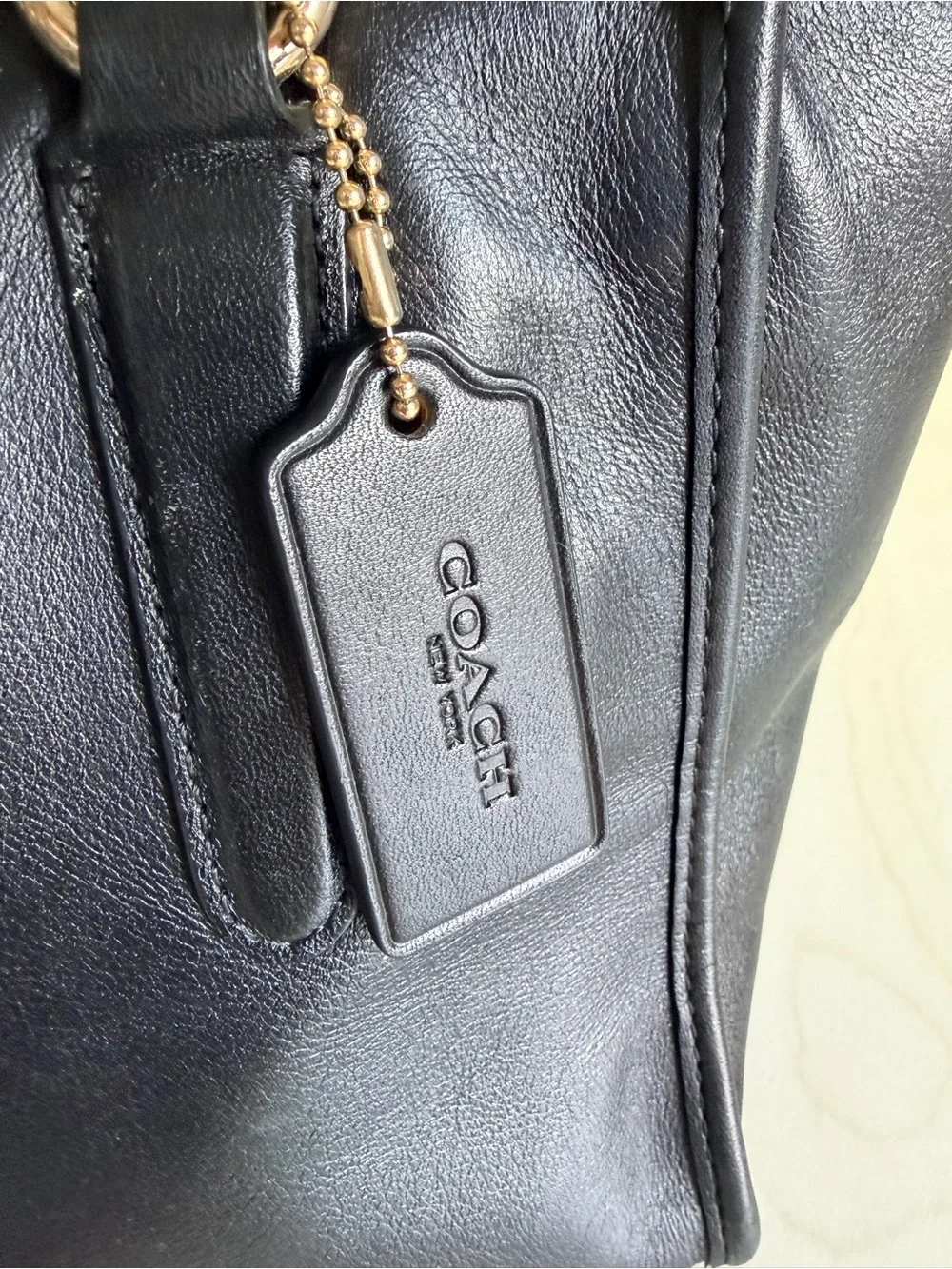 Coach Black Leather Mini Carryall Tote with Gold Toned Hardware